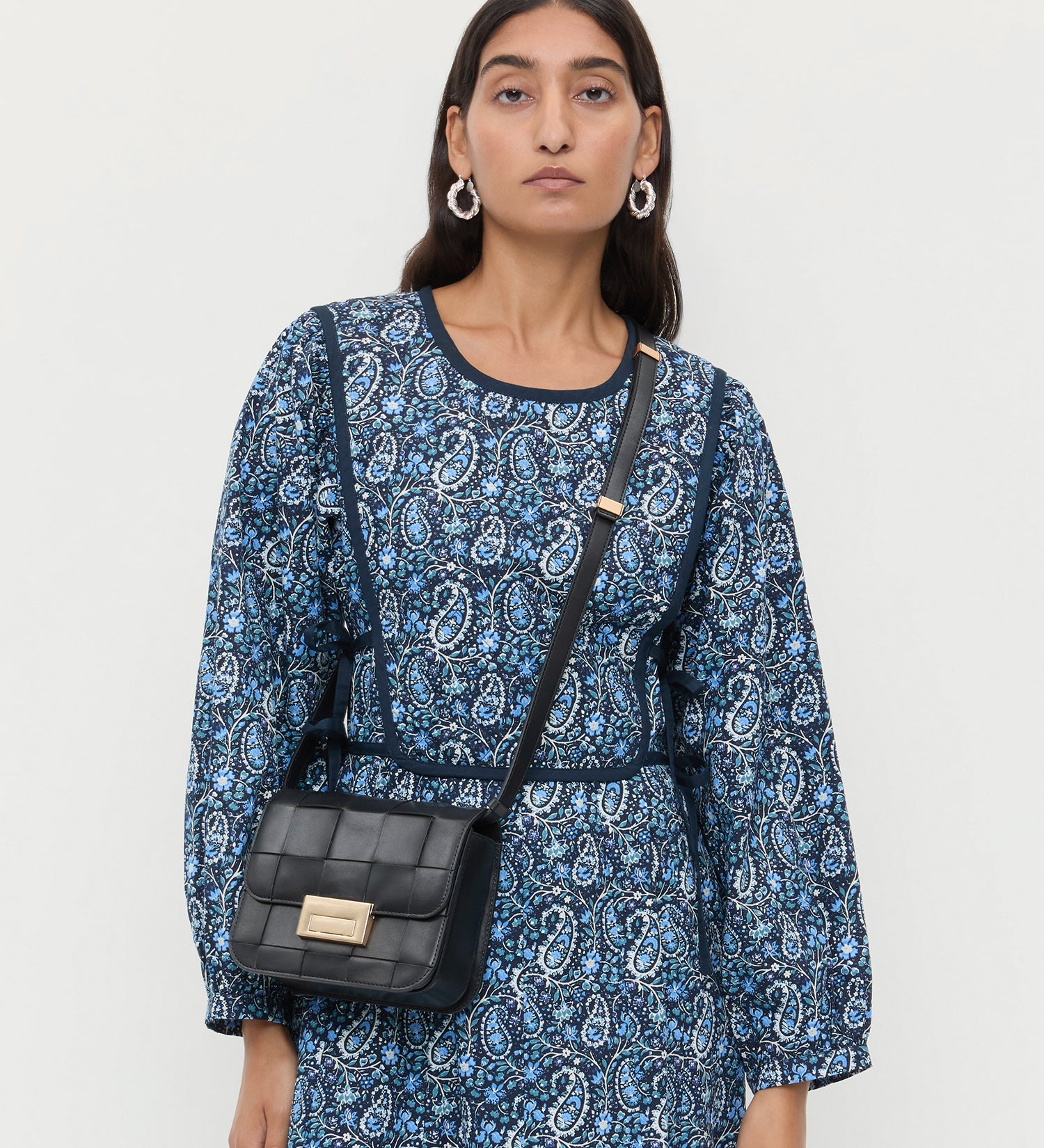 Loeffler Randall - Desi Black Woven Leather Crossbody