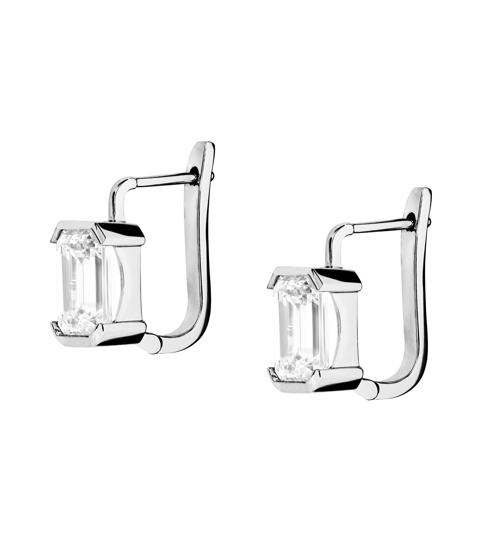 Dorsey - 14K INÈS EMERALD - CUT EARRINGS IN LAB DIAMOND, 14K WHITE GOLD