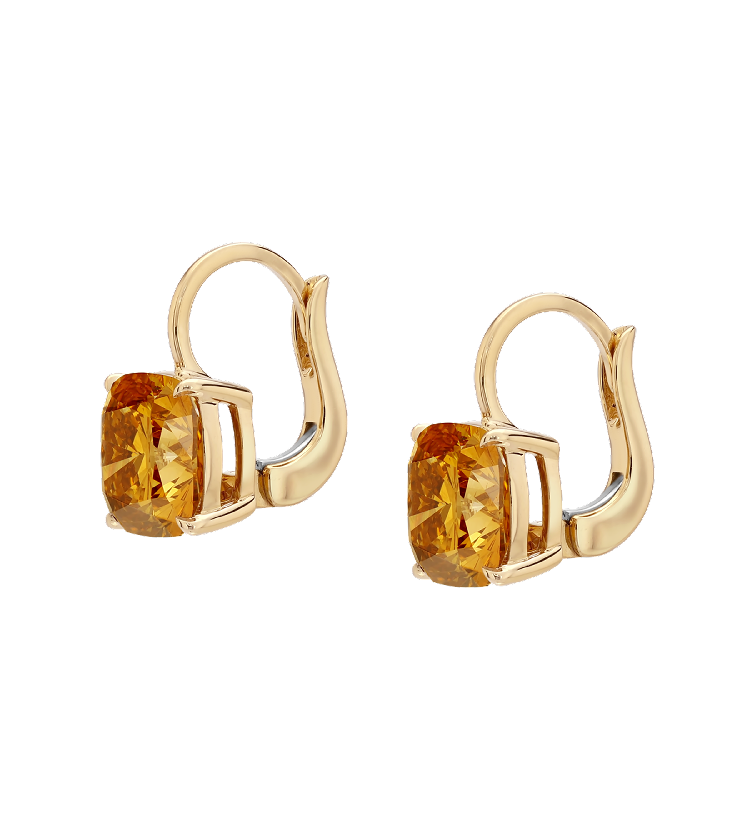 Dorsey - 14K ALIENOR CUSHION - CUT EARRINGS IN AMBER LAB DIAMOND, 14K YELLOW GOLD