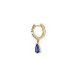 Dorsey - 14K PAVÉ PEAR-DROP HUGGIE EARRINGS IN LAB BLUE SAPPHIRE