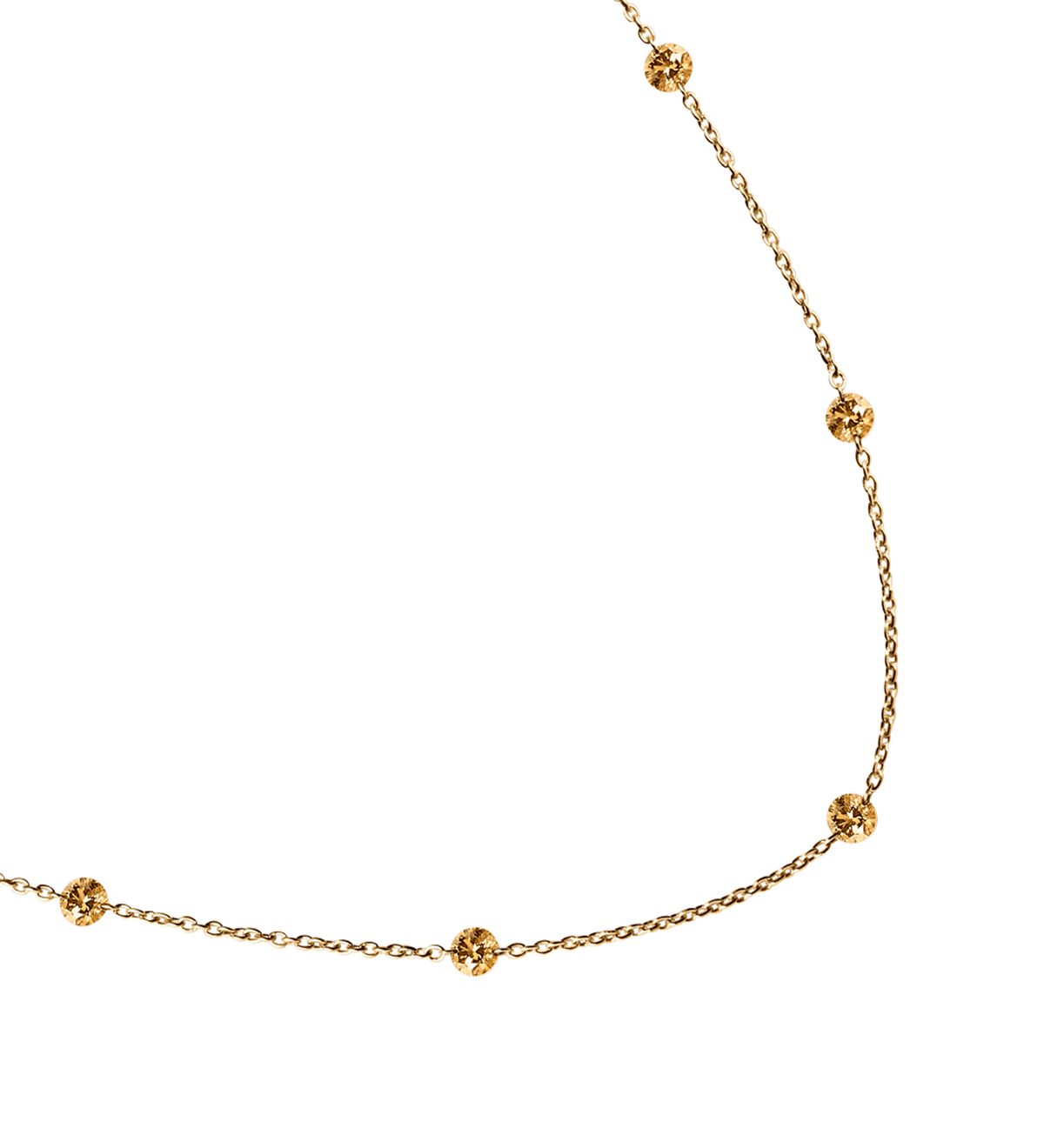 Dorsey - 14K ROUND - CUT FLOATING NECKLACE IN CHAMPAGNE LAB DIAMOND, 14K YELLOW GOLD