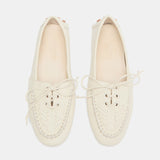 Le Monde Beryl - Driver Moccasin / Ecru Leather Embroidered