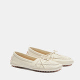 Le Monde Beryl - Driver Moccasin / Ecru Leather Embroidered