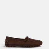 Le Monde Beryl - Driver Moccasin / Chocolate Suede Embroidered