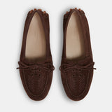 Le Monde Beryl - Driver Moccasin / Chocolate Suede Embroidered