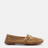 Le Monde Beryl - Driver Moccasin / Taupe Suede Embroidered