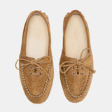 Le Monde Beryl - Driver Moccasin / Taupe Suede Embroidered