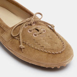 Le Monde Beryl - Driver Moccasin / Taupe Suede Embroidered
