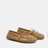 Le Monde Beryl - Driver Moccasin / Taupe Suede Embroidered
