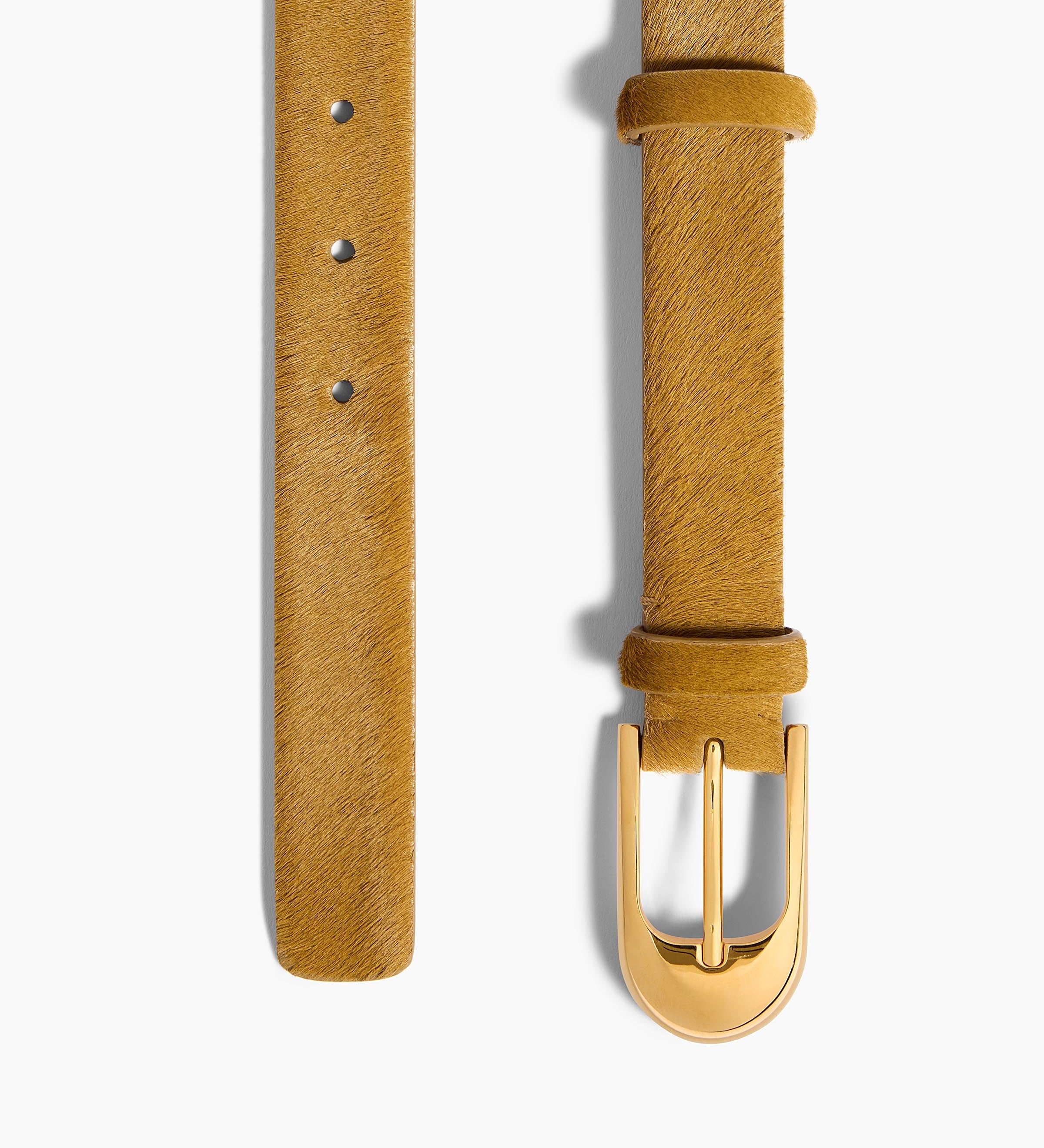 Khaite - Dome Belt in Bronze Haircalf with Gold