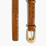 Khaite - Dome Belt in Dark Honey Alligator with Gold