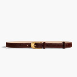 Khaite - Dome Belt in Red Mahogany Haircalf with Gold