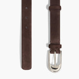 Khaite - Dome Belt in Dark Brown Suede with Silver