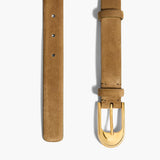 Khaite - Dome Belt in Mud Suede with Gold