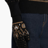 Khaite - Domini Gloves in Black and Camel Multi