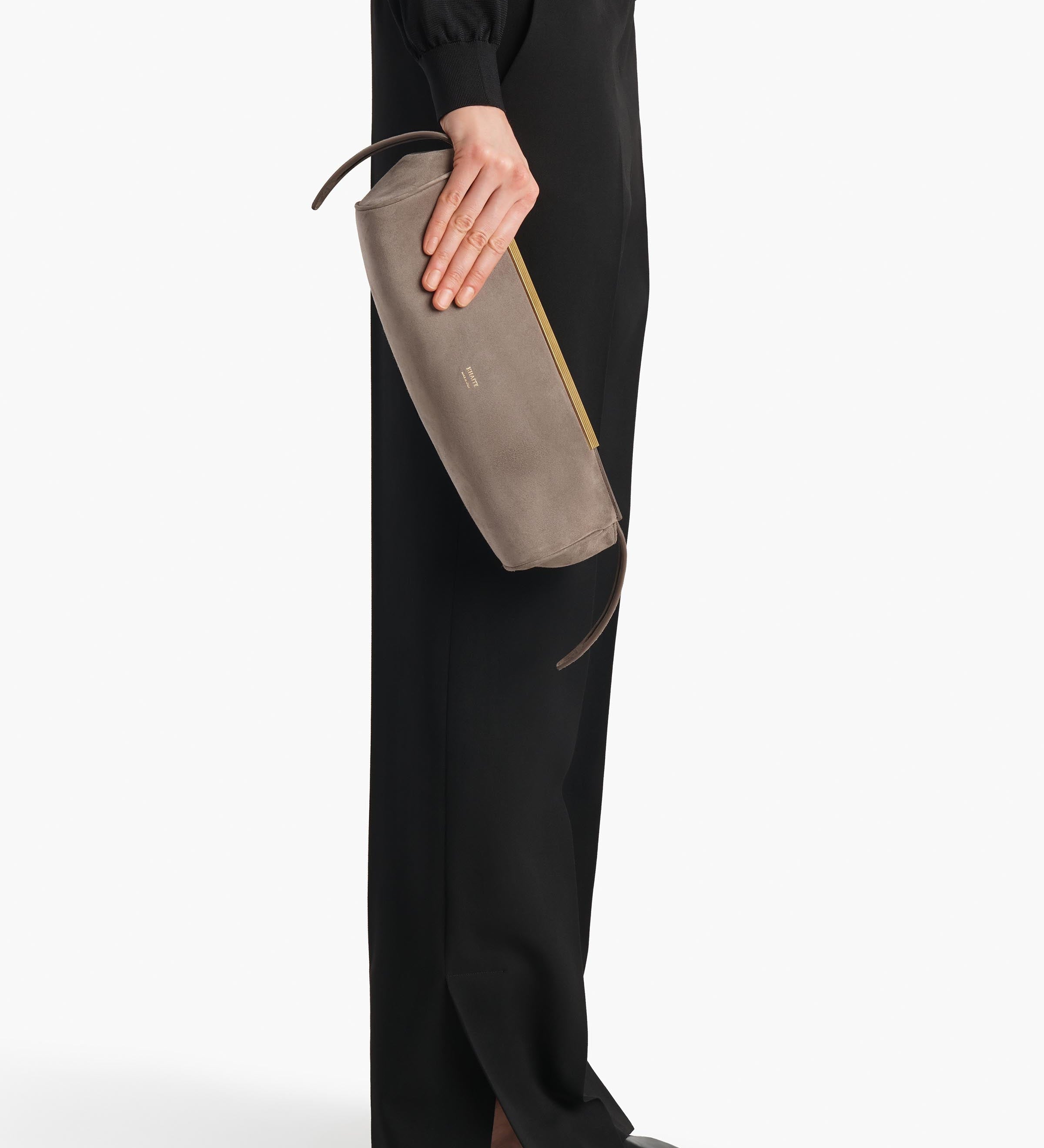 Khaite - Donna Evening Clutch in Morning Dove Suede