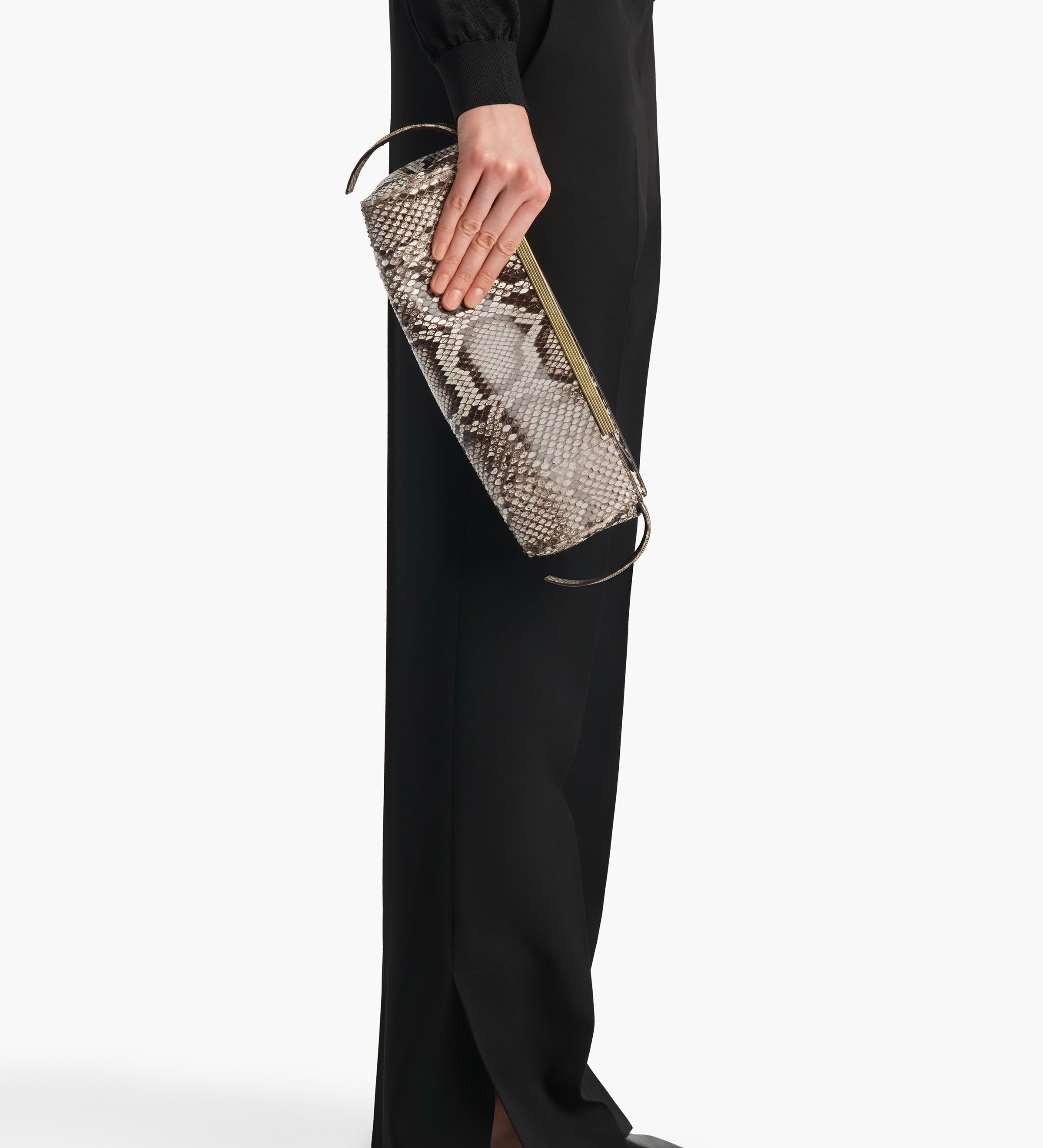 Khaite - Donna Evening Clutch in Natural Python