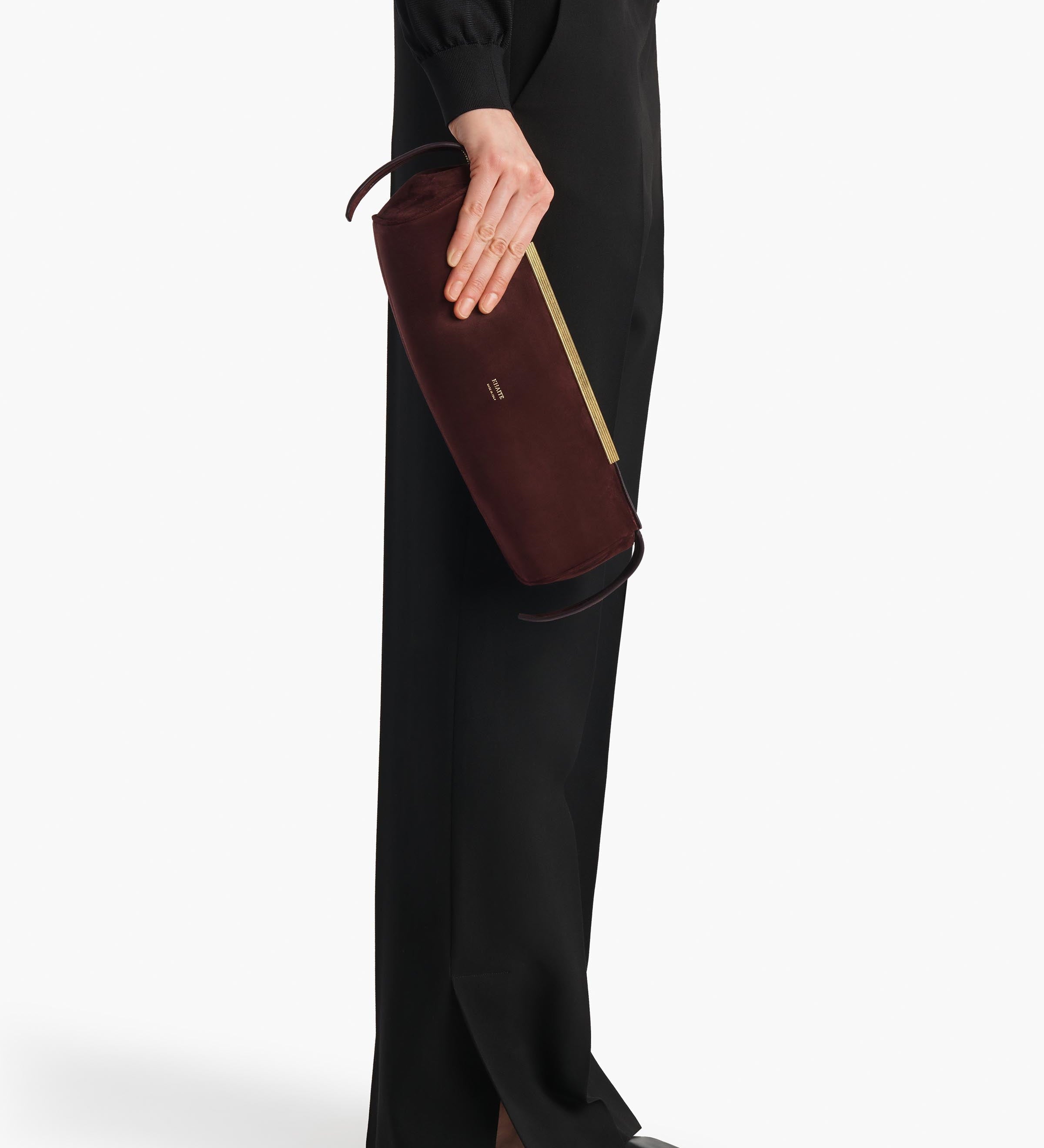 Khaite - Donna Evening Clutch in Rouge Noir Suede