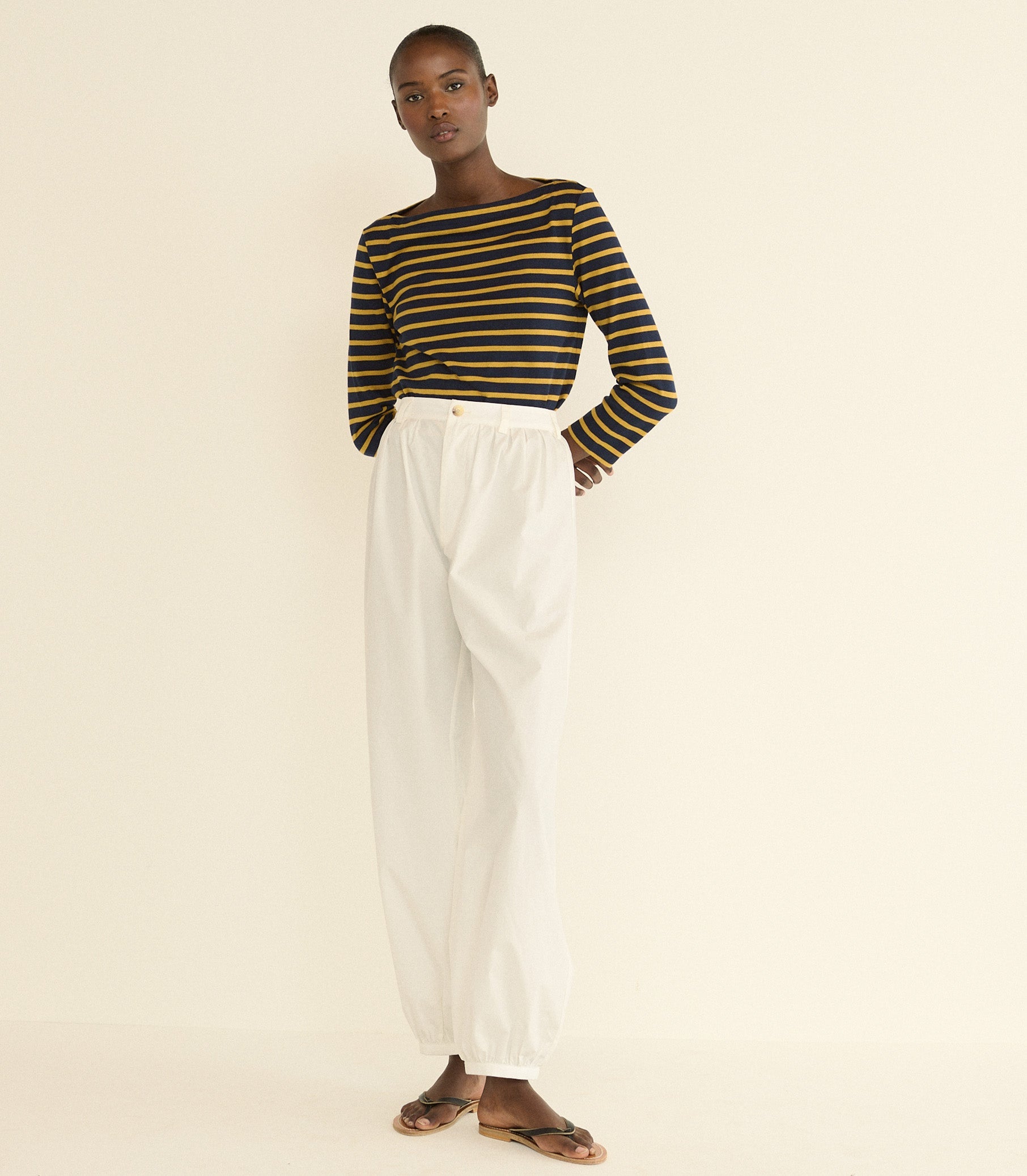 DOEN - DONNIE TEE - - NAVY BRETON STRIPE