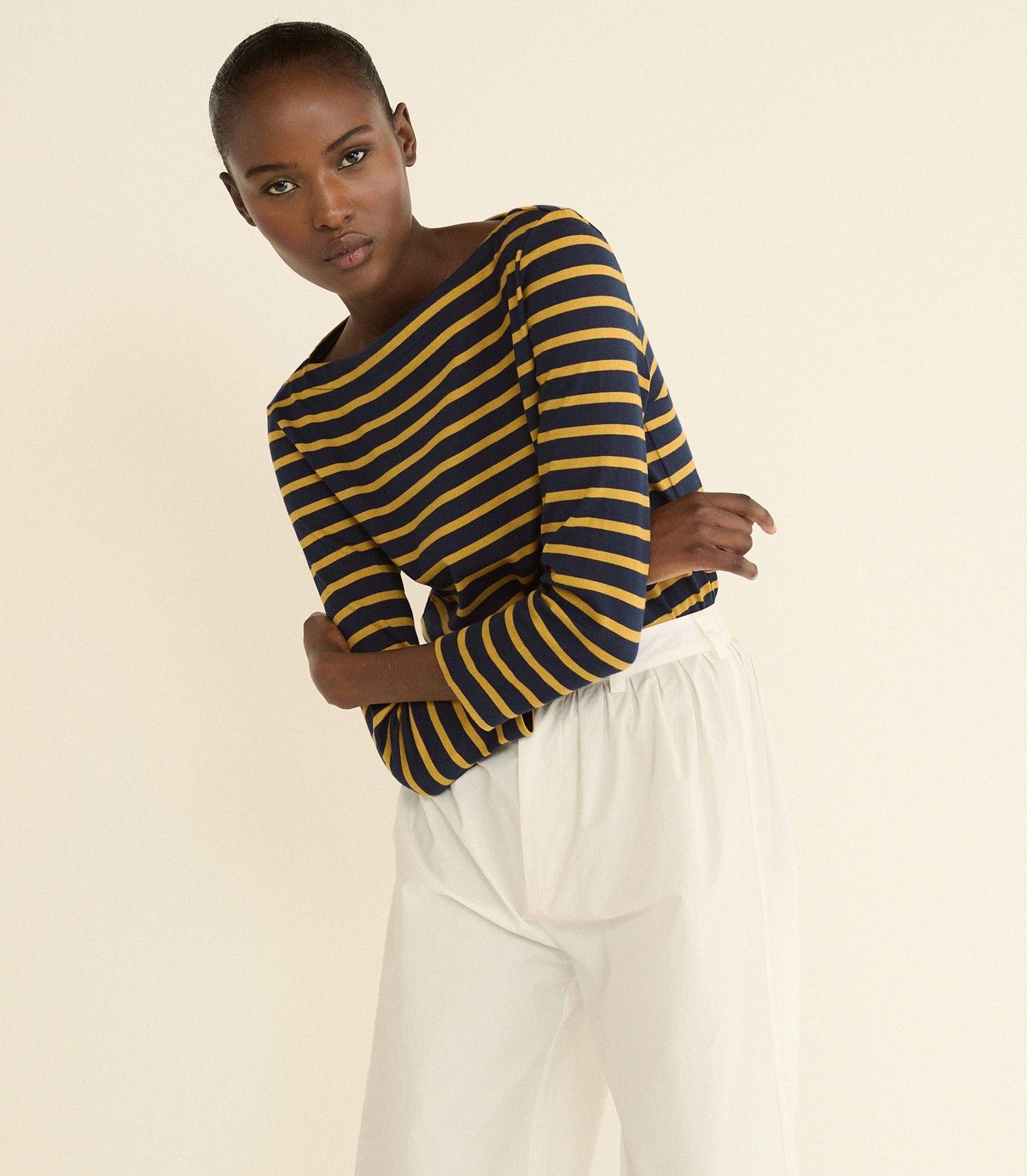 DOEN - DONNIE TEE - - NAVY BRETON STRIPE
