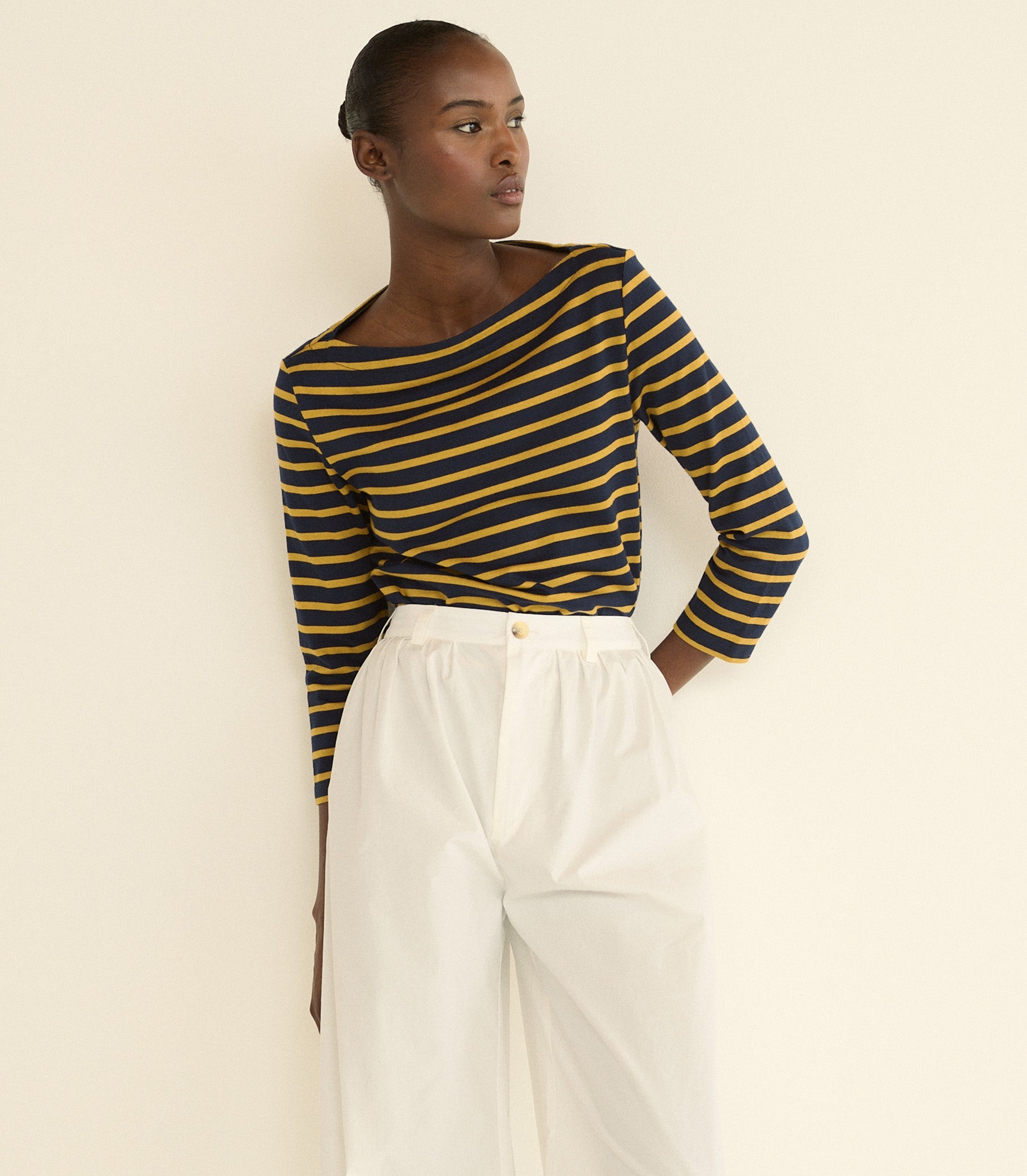 DOEN - DONNIE TEE - - NAVY BRETON STRIPE