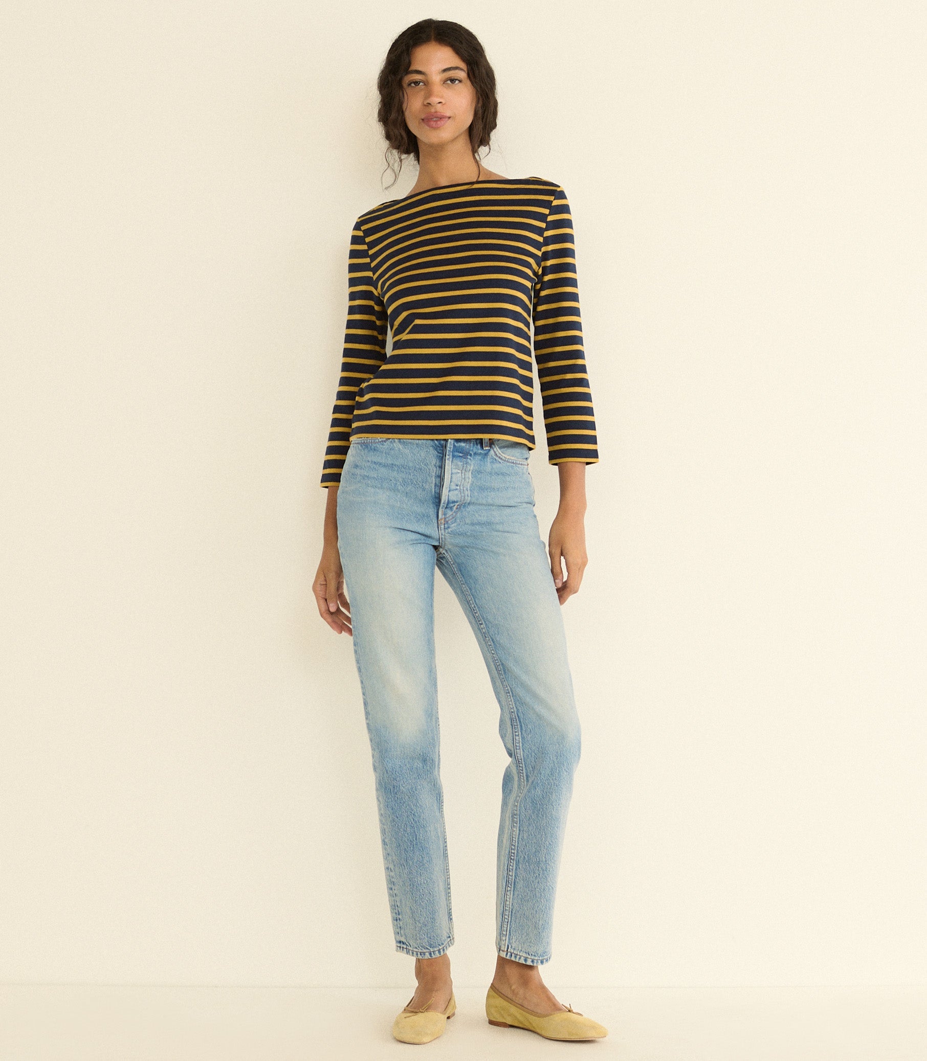 DOEN - DONNIE TEE - - NAVY BRETON STRIPE