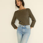 DOEN - DONNIE TEE - - NAVY BRETON STRIPE