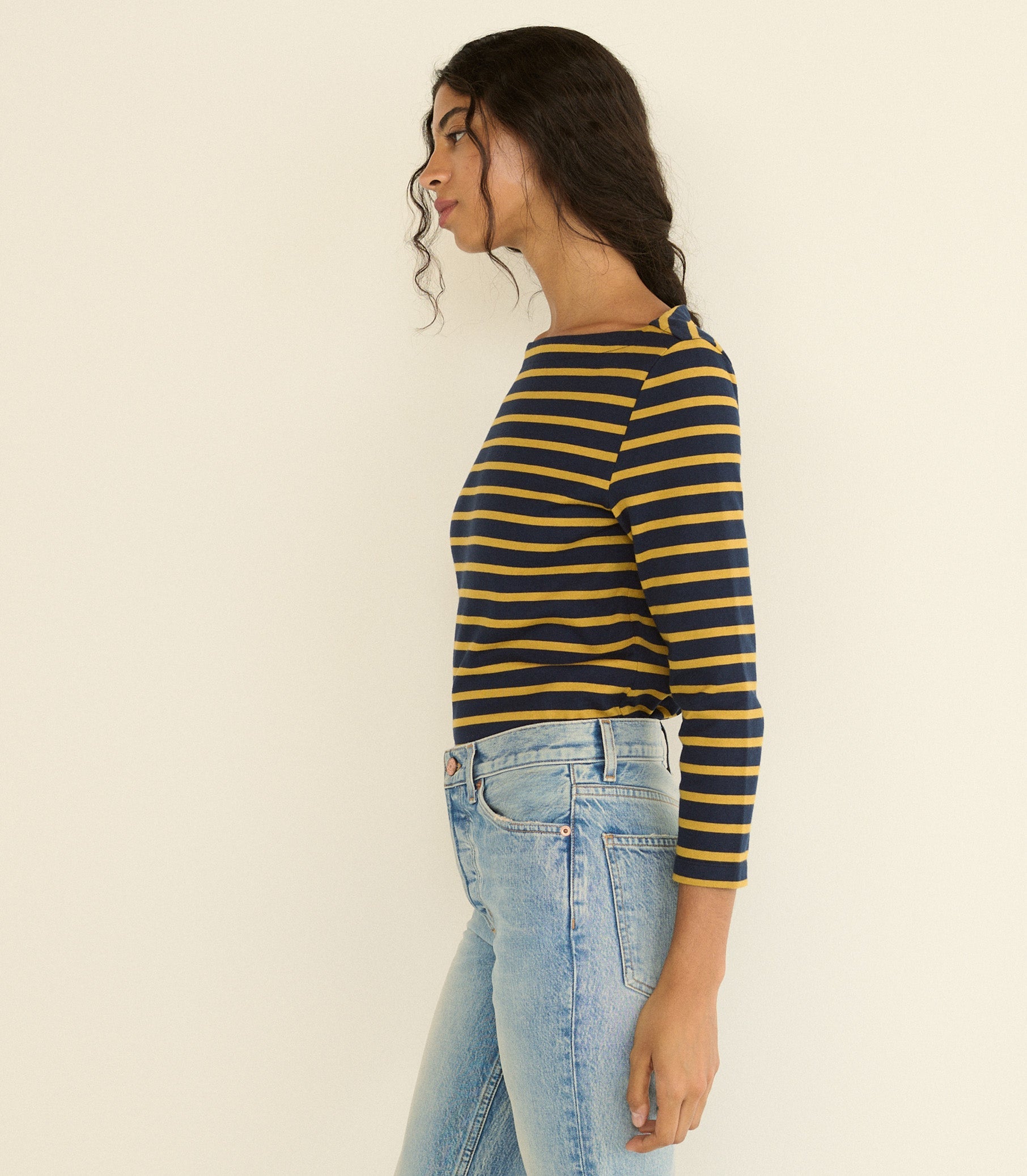 DOEN - DONNIE TEE - - NAVY BRETON STRIPE