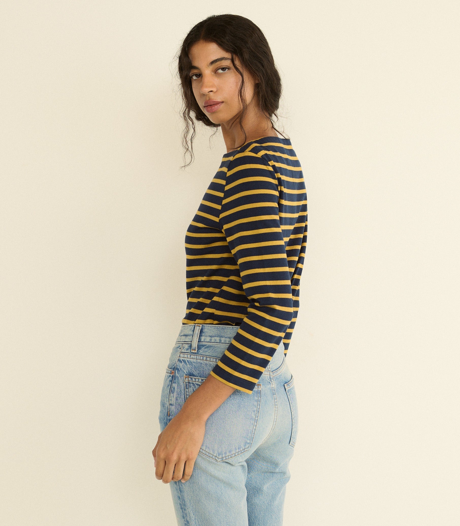 DOEN - DONNIE TEE - - NAVY BRETON STRIPE