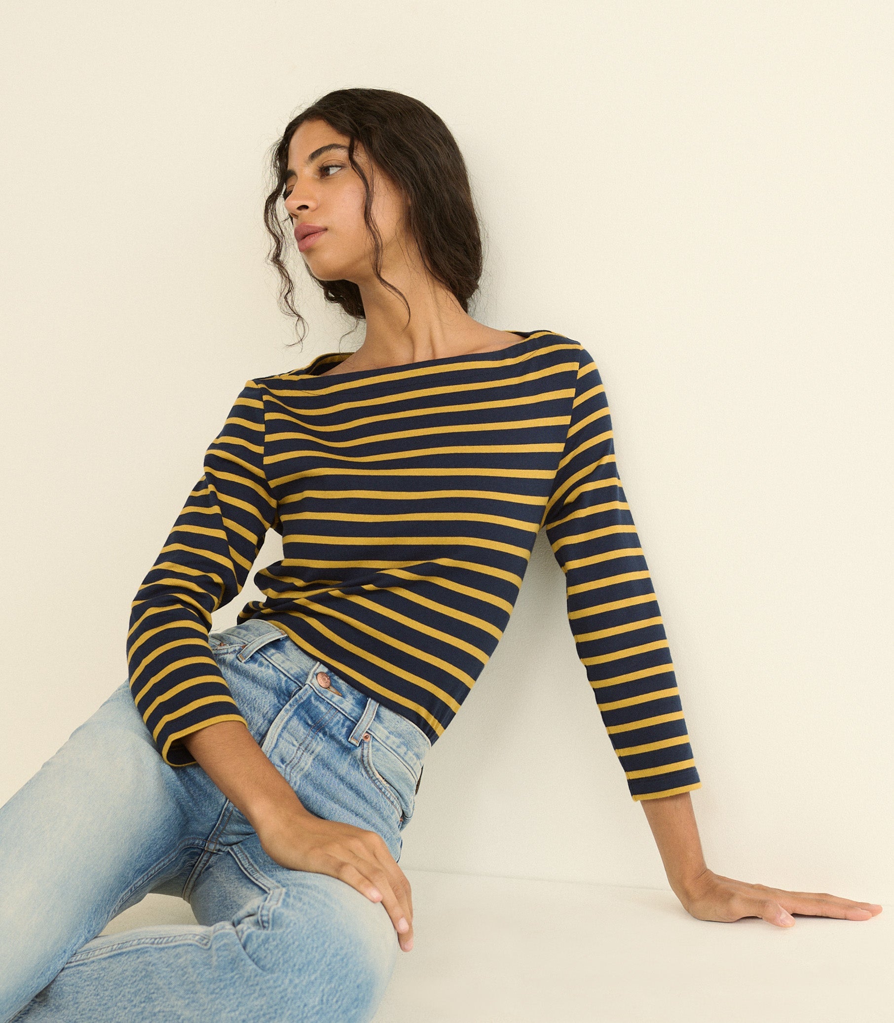 DOEN - DONNIE TEE - - NAVY BRETON STRIPE