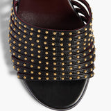 Khaite - Drew Sandal in Black Leather with Gold Studs
