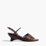 Khaite - Drew Sandal in Bordeaux Leather with Gold Studs
