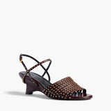 Khaite - Drew Sandal in Bordeaux Leather with Gold Studs