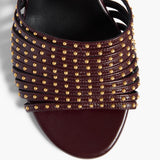 Khaite - Drew Sandal in Bordeaux Leather with Gold Studs