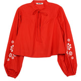Ciao Lucia - Salm Clay Embroidered Cotton Voile Top