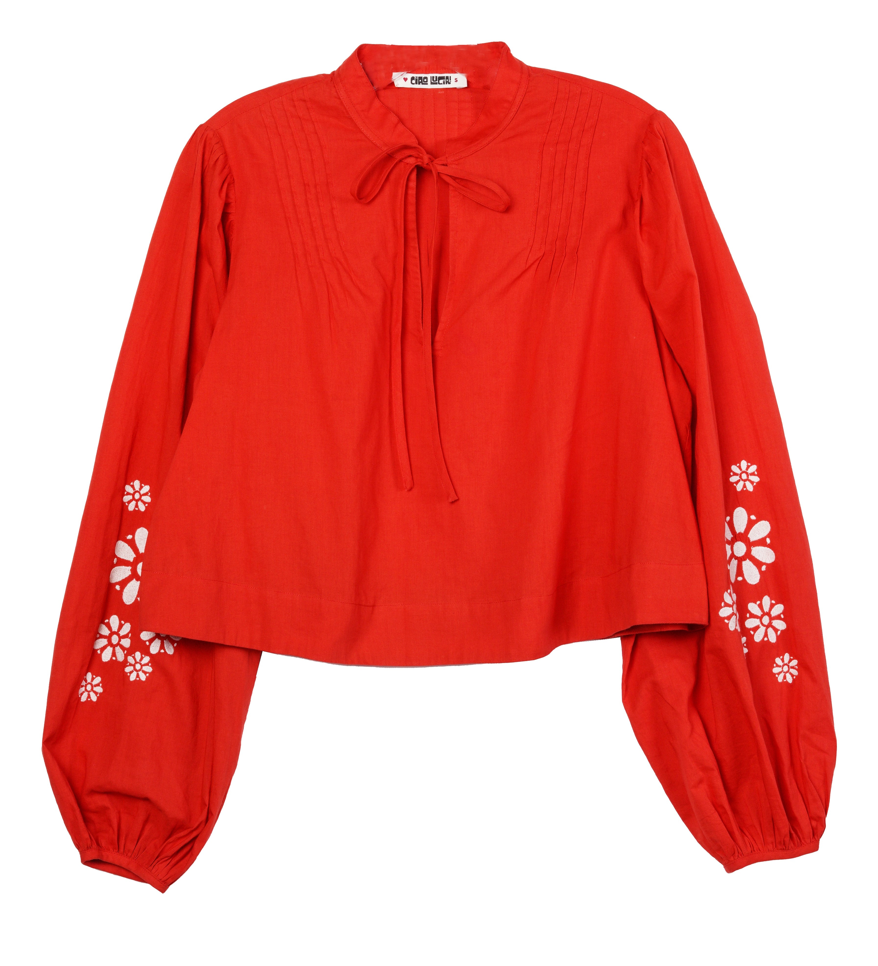 Ciao Lucia - Salm Clay Embroidered Cotton Voile Top