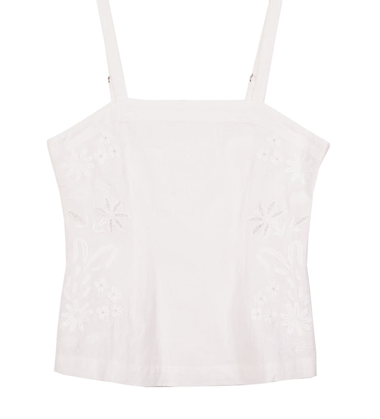 Ciao Lucia - Ipanema White Embroidered Linen Top