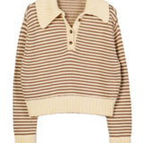Ciao Lucia - Doro Striped Cotton Henley Sweater