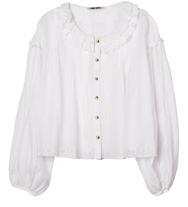 Ciao Lucia - Anaia White Embroidered Cotton Top