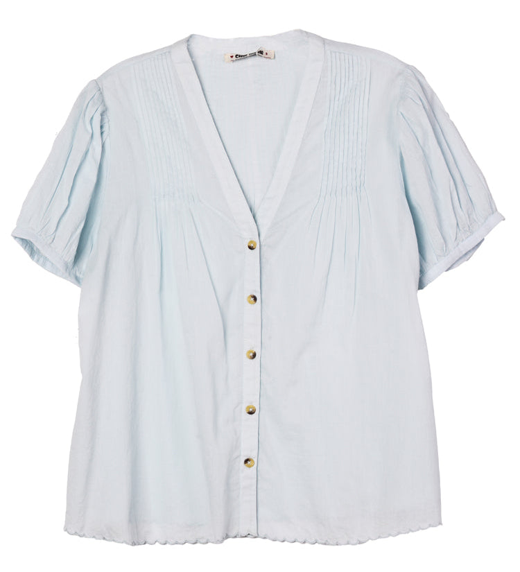 Ciao Lucia - Izaro Baby Blue Embroidered Cotton Top
