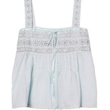 Ciao Lucia - Euri Baby Blue Embroidered Cotton Top