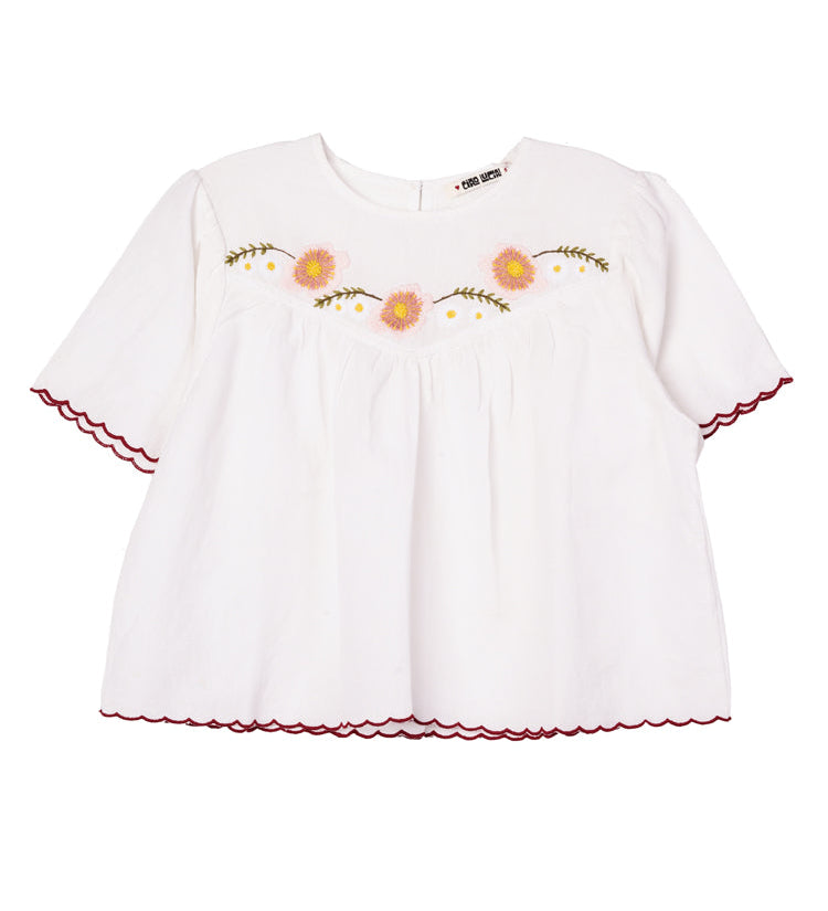 Ciao Lucia - Idoya White Embroidered Linen Top