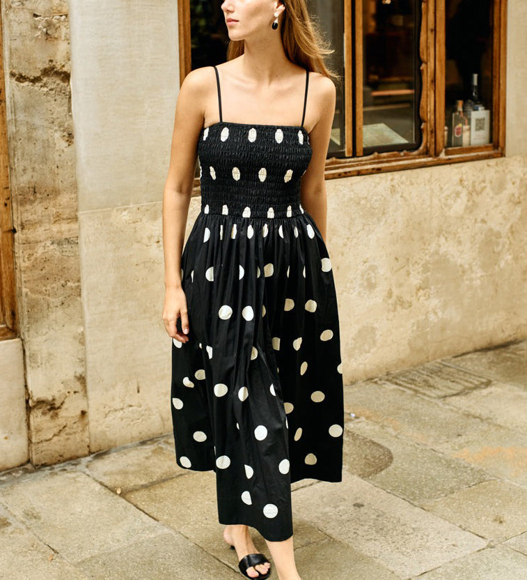 Ciao Lucia - Mael Smocked Polka Dot Midi Dress