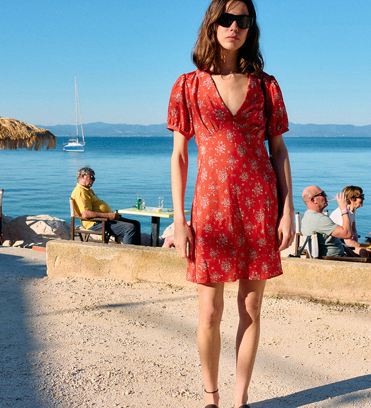 Ciao Lucia - Alix Red Begonia Silk Dress