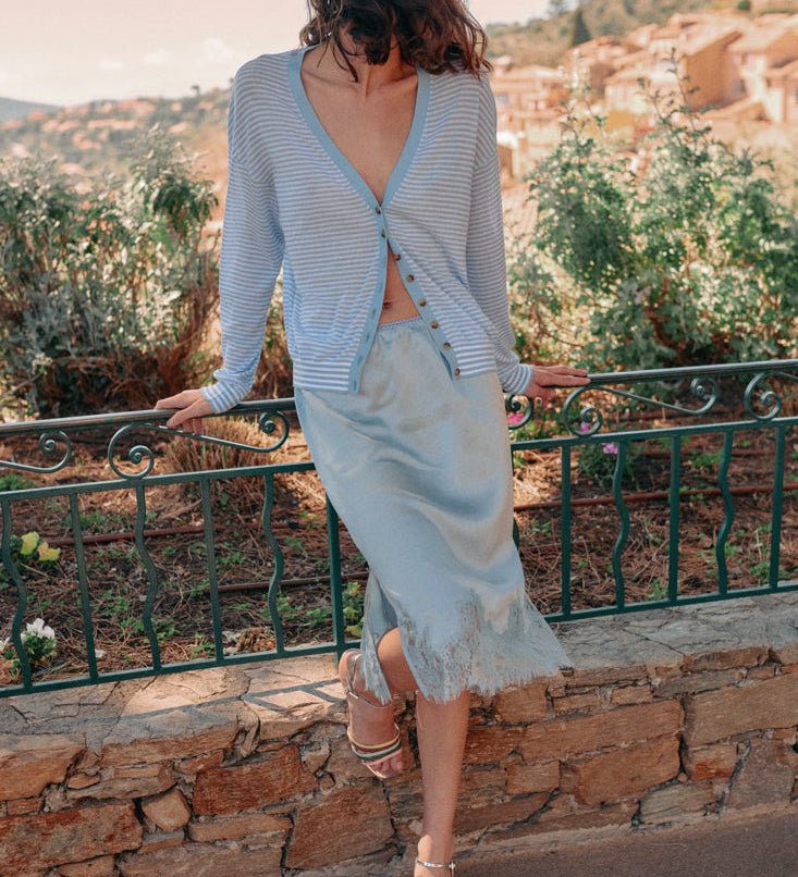Ciao Lucia - Petrea Bleu Silk Skirt
