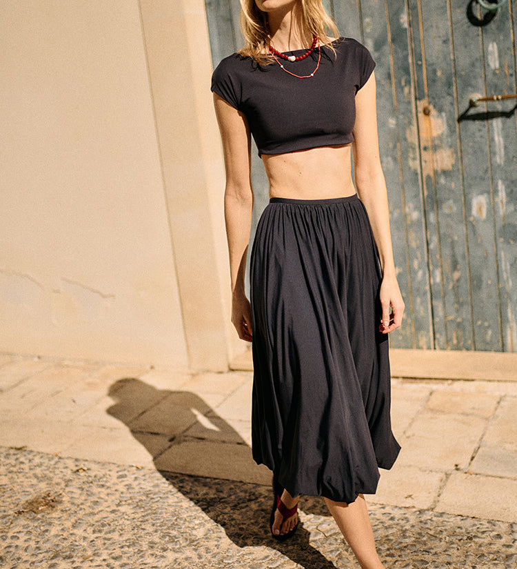 Ciao Lucia - Razza Black Jersey Crop Top