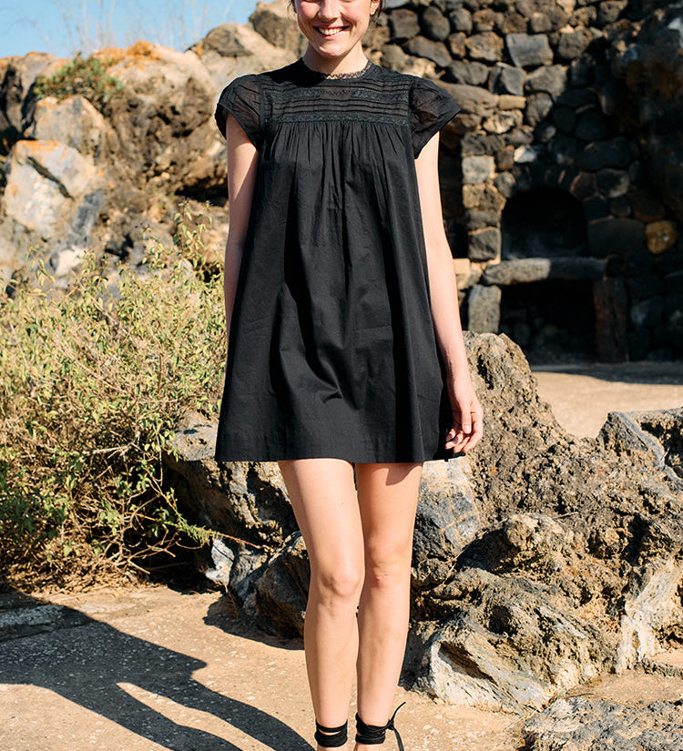 Ciao Lucia - Anabela Black Cotton Mini Dress