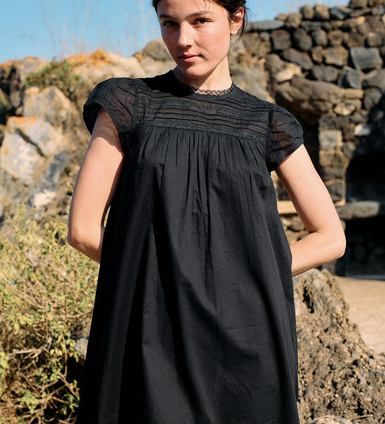 Ciao Lucia - Anabela Black Cotton Mini Dress