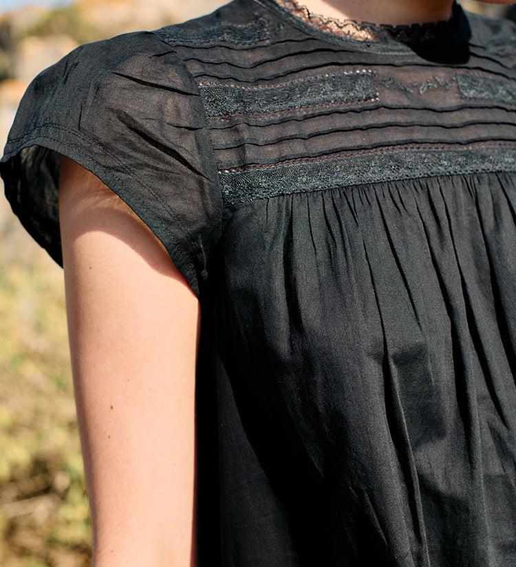 Ciao Lucia - Anabela Black Cotton Mini Dress