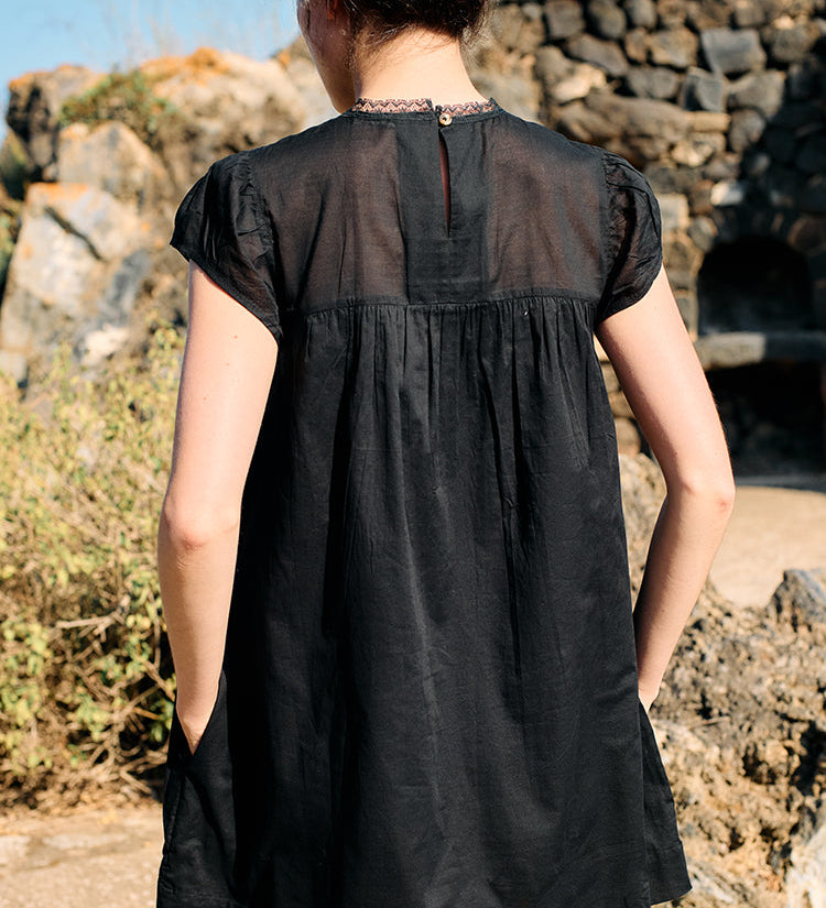 Ciao Lucia - Anabela Black Cotton Mini Dress